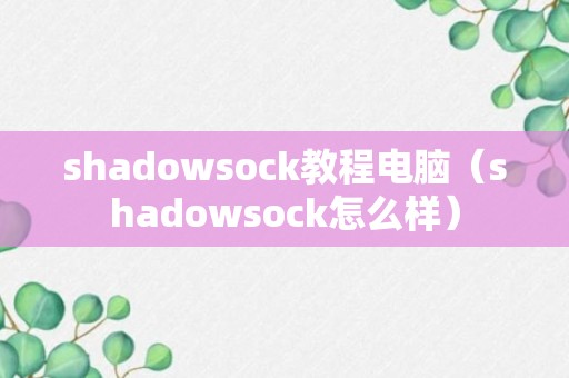 shadowsock教程电脑（shadowsock怎么样）