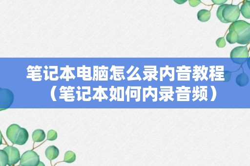 笔记本电脑怎么录内音教程（笔记本如何内录音频）