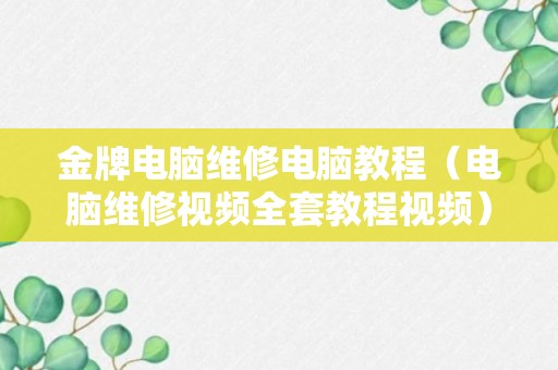 金牌电脑维修电脑教程（电脑维修视频全套教程视频）