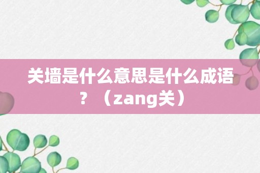 关墙是什么意思是什么成语？（zang关）