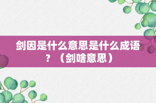 剑因是什么意思是什么成语？（剑啥意思）