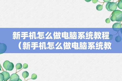 新手机怎么做电脑系统教程（新手机怎么做电脑系统教程图解）