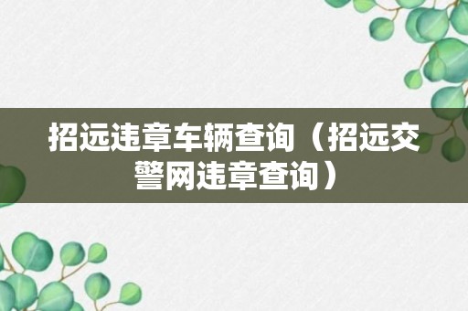 招远违章车辆查询（招远交警网违章查询）