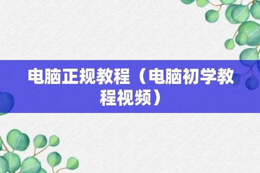 电脑正规教程（电脑初学教程视频）