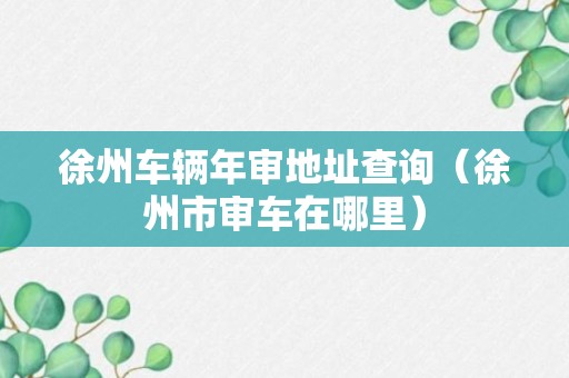 徐州车辆年审地址查询（徐州市审车在哪里）