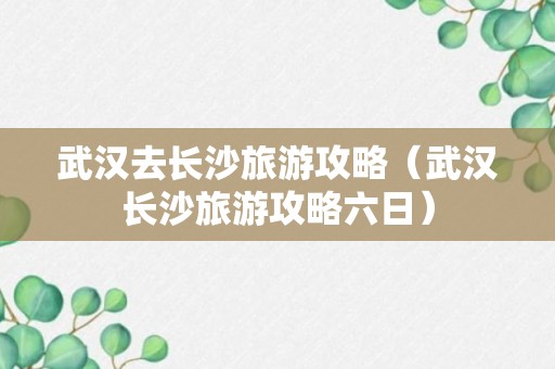 武汉去长沙旅游攻略（武汉长沙旅游攻略六日）