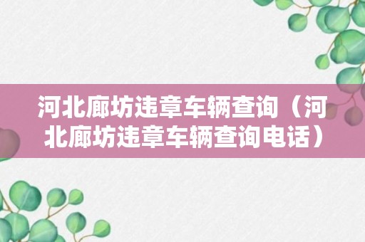 河北廊坊违章车辆查询（河北廊坊违章车辆查询电话）