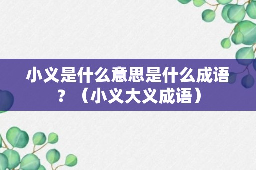 小义是什么意思是什么成语？（小义大义成语）