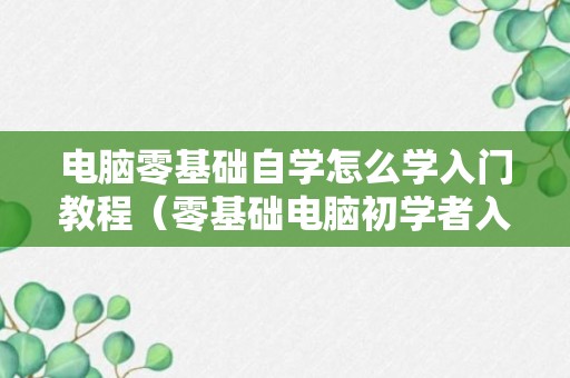 电脑零基础自学怎么学入门教程（零基础电脑初学者入门教程）