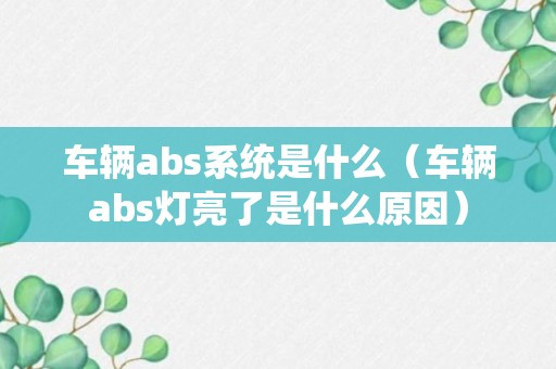 车辆abs系统是什么（车辆abs灯亮了是什么原因）