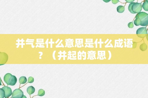 并气是什么意思是什么成语？（并起的意思）