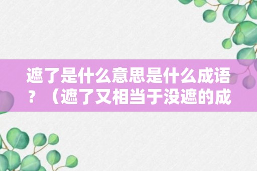 遮了是什么意思是什么成语？（遮了又相当于没遮的成语）