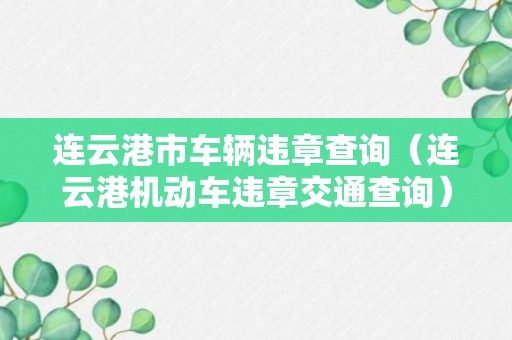 连云港市车辆违章查询（连云港机动车违章交通查询）