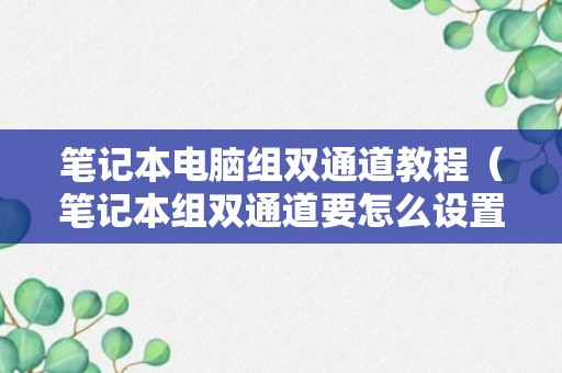 笔记本电脑组双通道教程（笔记本组双通道要怎么设置）