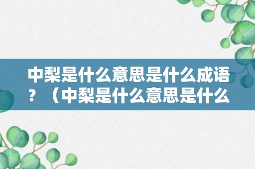 中梨是什么意思是什么成语？（中梨是什么意思是什么成语解释）