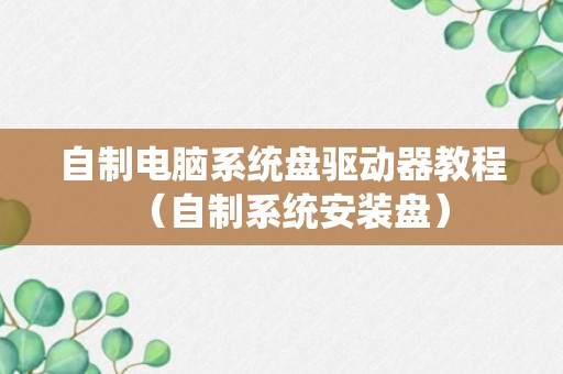 自制电脑系统盘驱动器教程（自制系统安装盘）