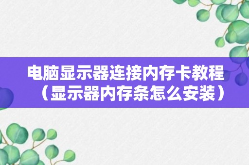 电脑显示器连接内存卡教程（显示器内存条怎么安装）