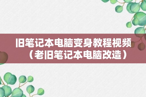 旧笔记本电脑变身教程视频（老旧笔记本电脑改造）