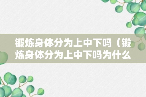 锻炼身体分为上中下吗（锻炼身体分为上中下吗为什么）