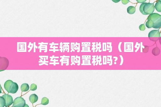 国外有车辆购置税吗（国外买车有购置税吗?）