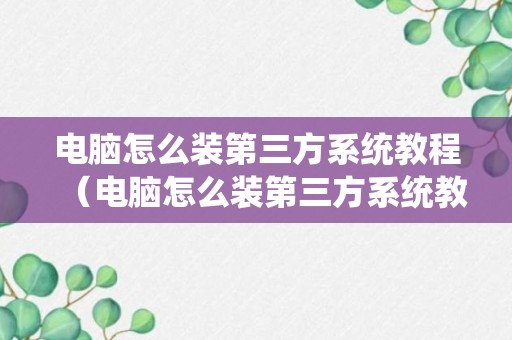 电脑怎么装第三方系统教程（电脑怎么装第三方系统教程图解）