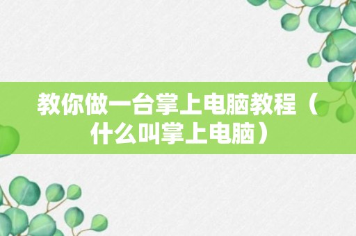 教你做一台掌上电脑教程（什么叫掌上电脑）