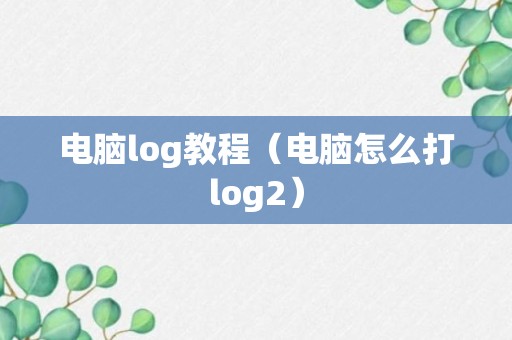 电脑log教程（电脑怎么打log2）