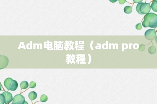 Adm电脑教程（adm pro教程）