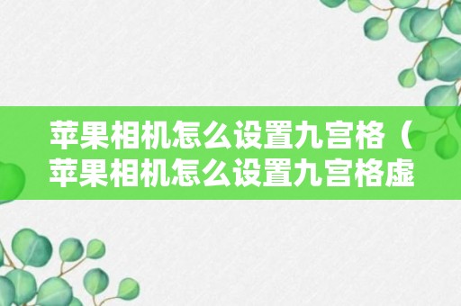 苹果相机怎么设置九宫格（苹果相机怎么设置九宫格虚线）