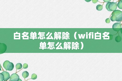 白名单怎么解除（wifi白名单怎么解除）