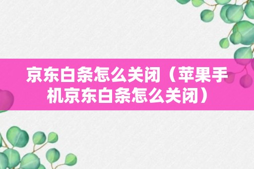 京东白条怎么关闭（苹果手机京东白条怎么关闭）