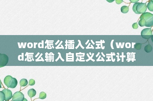 word怎么插入公式（word怎么输入自定义公式计算）