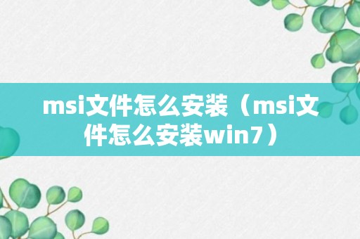 msi文件怎么安装（msi文件怎么安装win7）