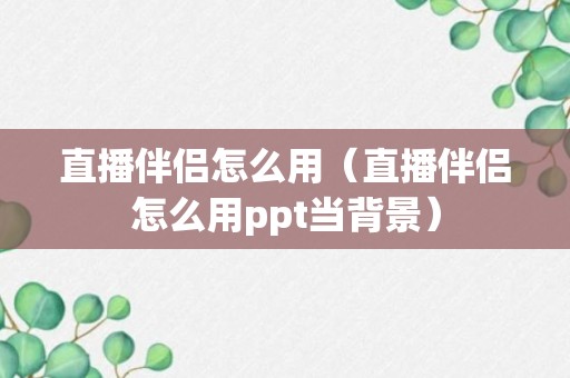 直播伴侣怎么用（直播伴侣怎么用ppt当背景）