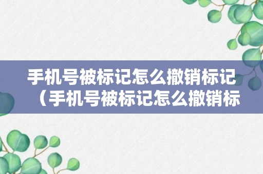 手机号被标记怎么撤销标记（手机号被标记怎么撤销标记查询）