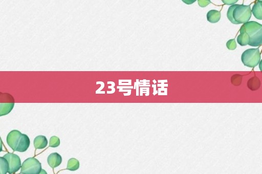 23号情话