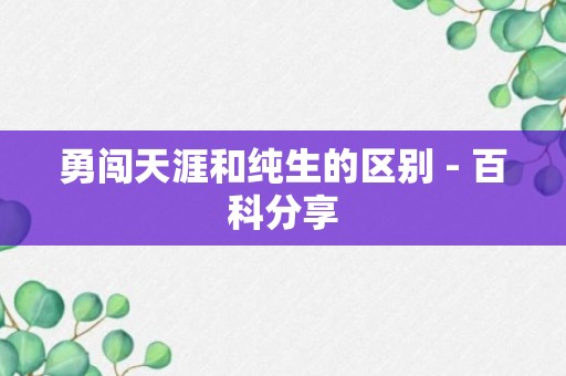 勇闯天涯和纯生的区别 - 百科分享