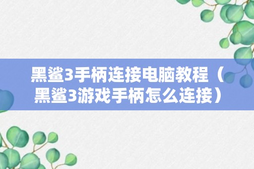 黑鲨3手柄连接电脑教程（黑鲨3游戏手柄怎么连接）