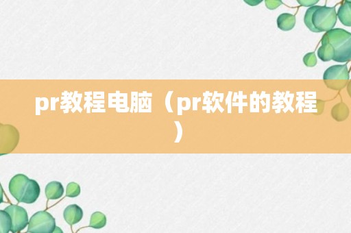 pr教程电脑（pr软件的教程）