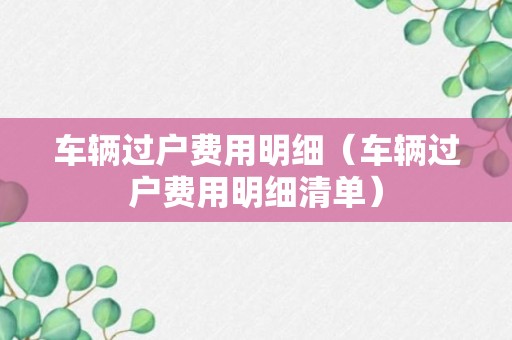 车辆过户费用明细（车辆过户费用明细清单）