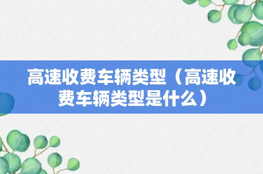 高速收费车辆类型（高速收费车辆类型是什么）