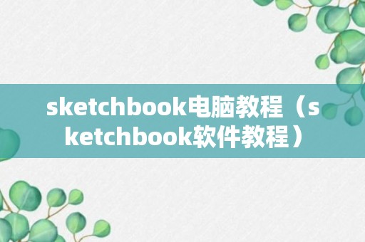 sketchbook电脑教程（sketchbook软件教程）