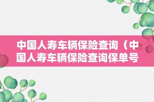 中国人寿车辆保险查询（中国人寿车辆保险查询保单号）