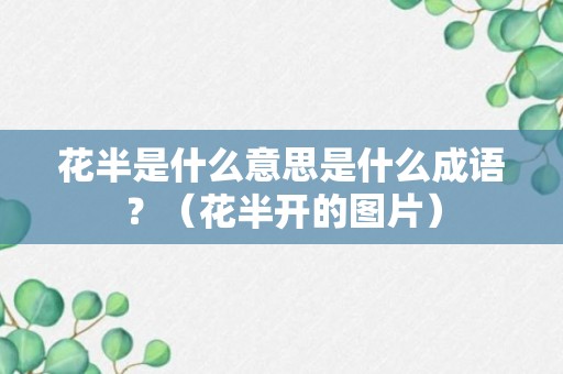 花半是什么意思是什么成语？（花半开的图片）