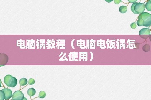 电脑锅教程（电脑电饭锅怎么使用）