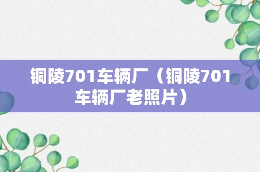 铜陵701车辆厂（铜陵701车辆厂老照片）