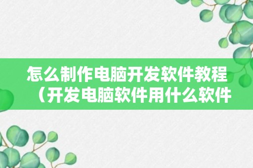 怎么制作电脑开发软件教程（开发电脑软件用什么软件最好）