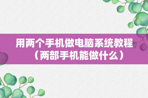 用两个手机做电脑系统教程（两部手机能做什么）