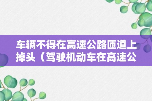 车辆不得在高速公路匝道上掉头（驾驶机动车在高速公路匝道上不准掉头）