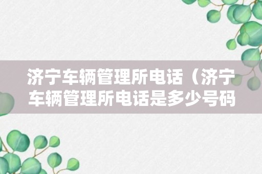 济宁车辆管理所电话（济宁车辆管理所电话是多少号码）